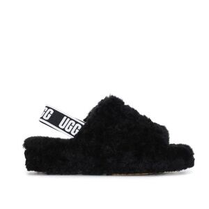 UGG Fluff Yeah Slide Flatform Slippers Sandals Black Size 6